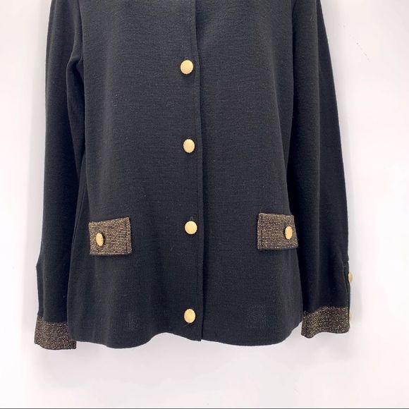 VINTAGE Benjamin Bodin Black and Gold Button Down Cardigan Size Small - Picture 3 of 7